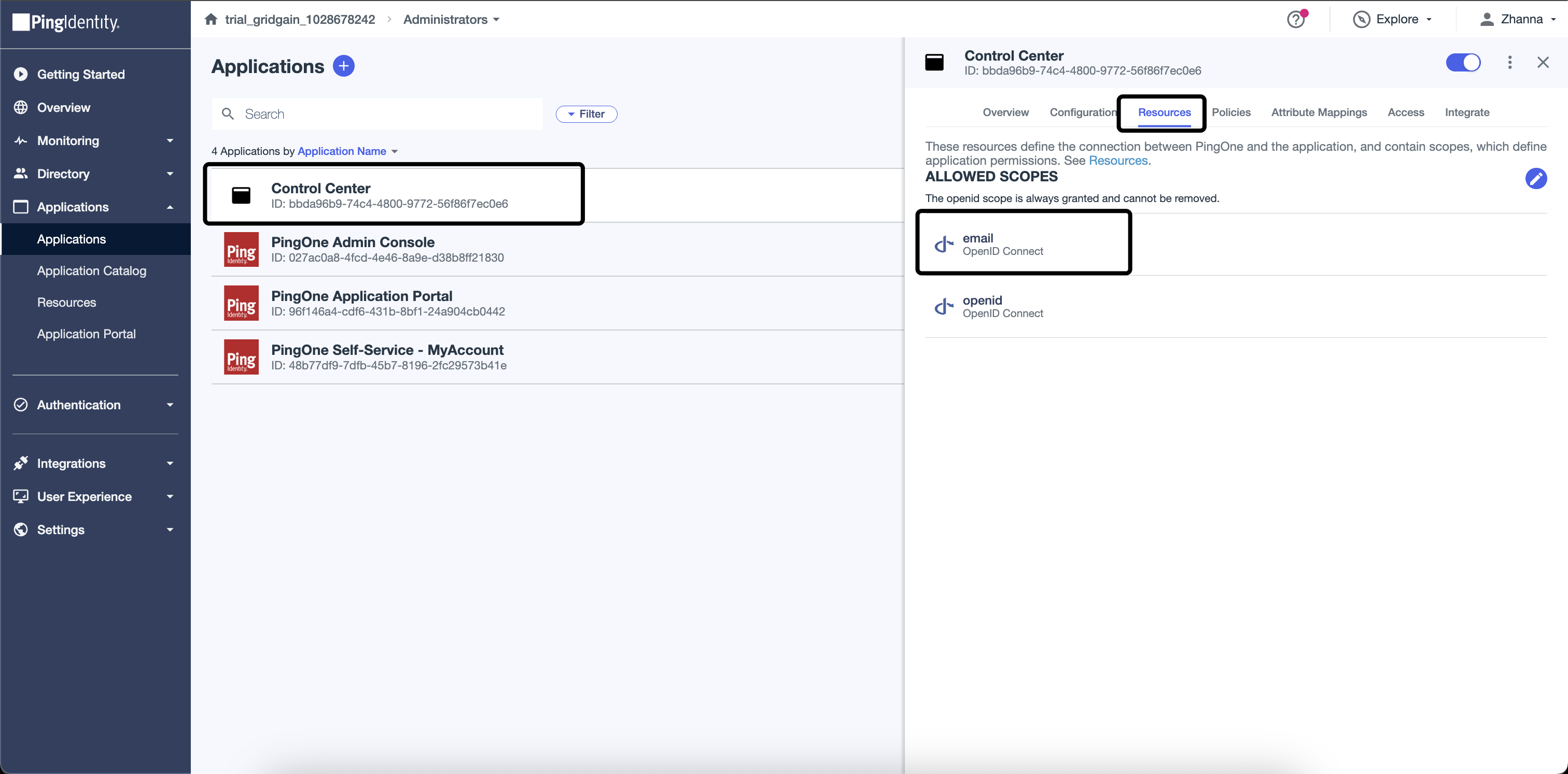 Add email to allowed scope