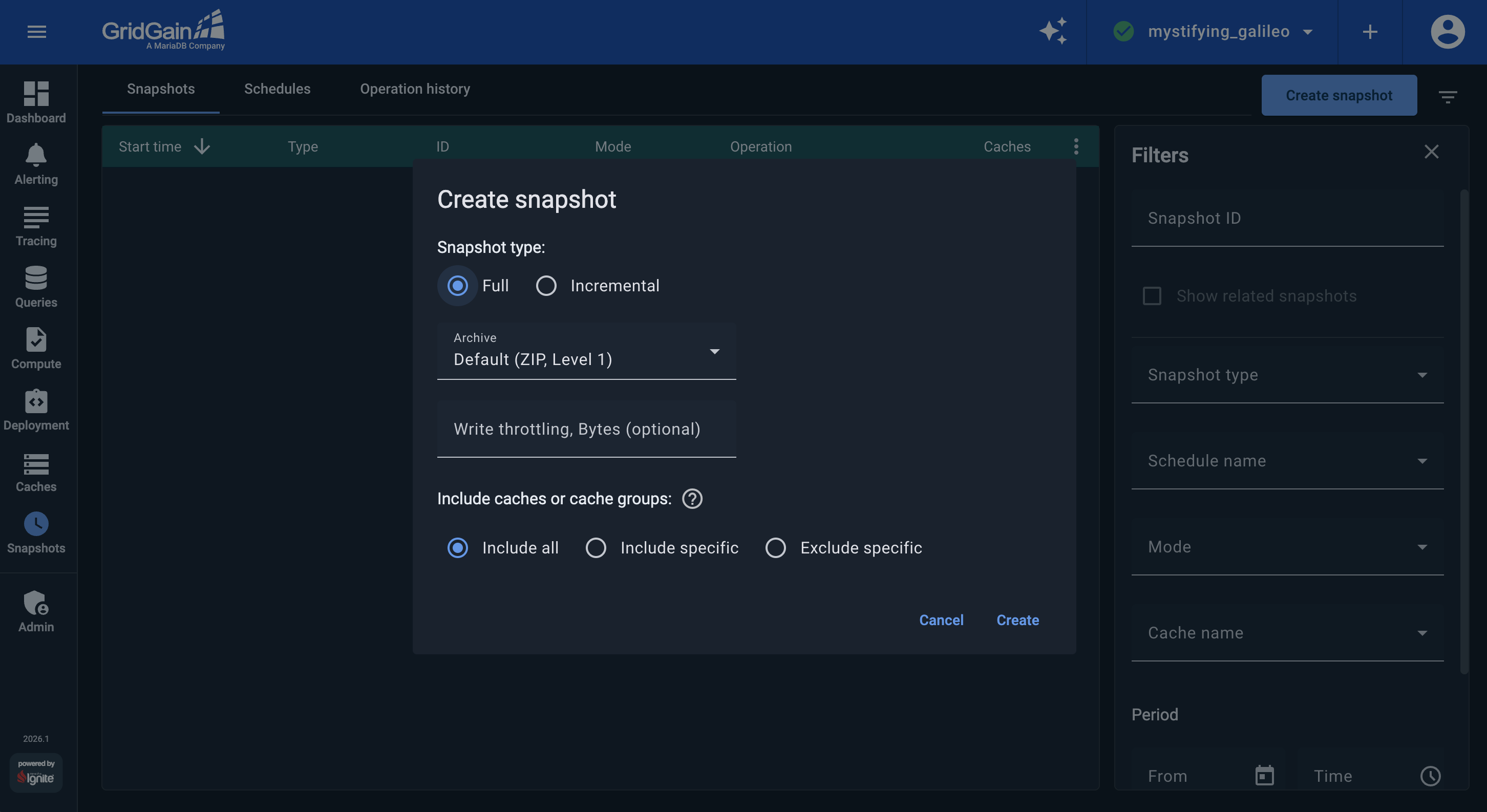 Creating Full GridGain Snapshot