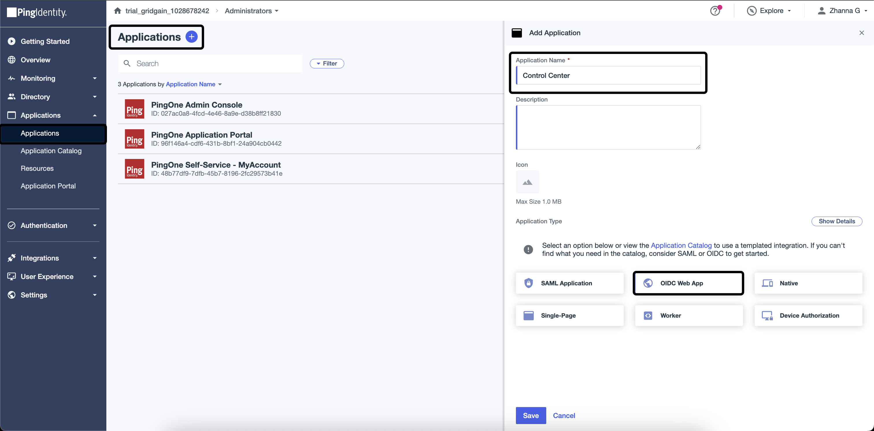 Ping OIDC Application