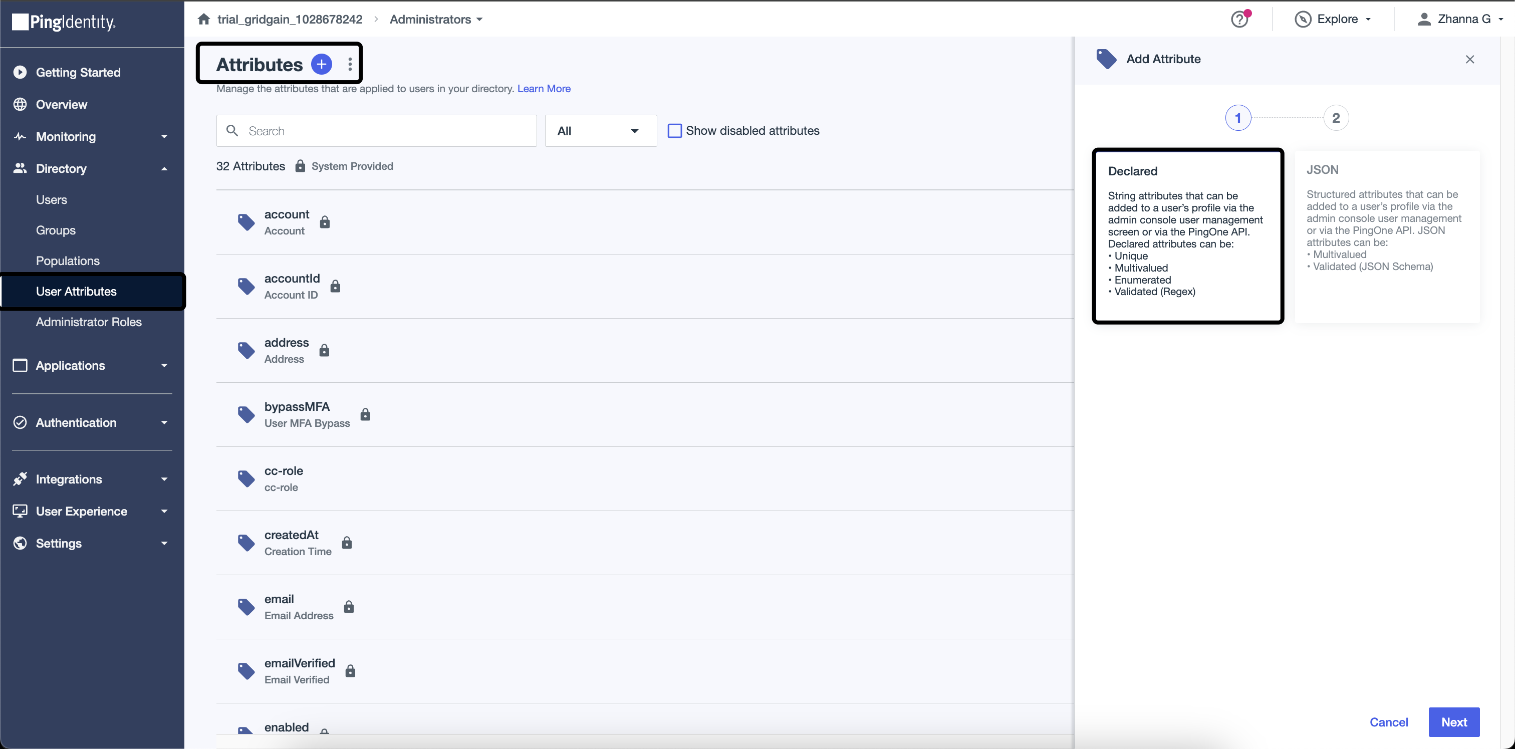 User Attributes