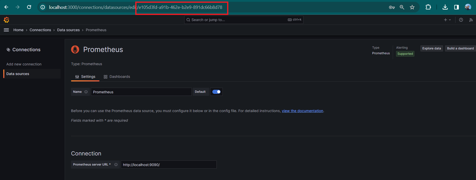 Data source ID in URL