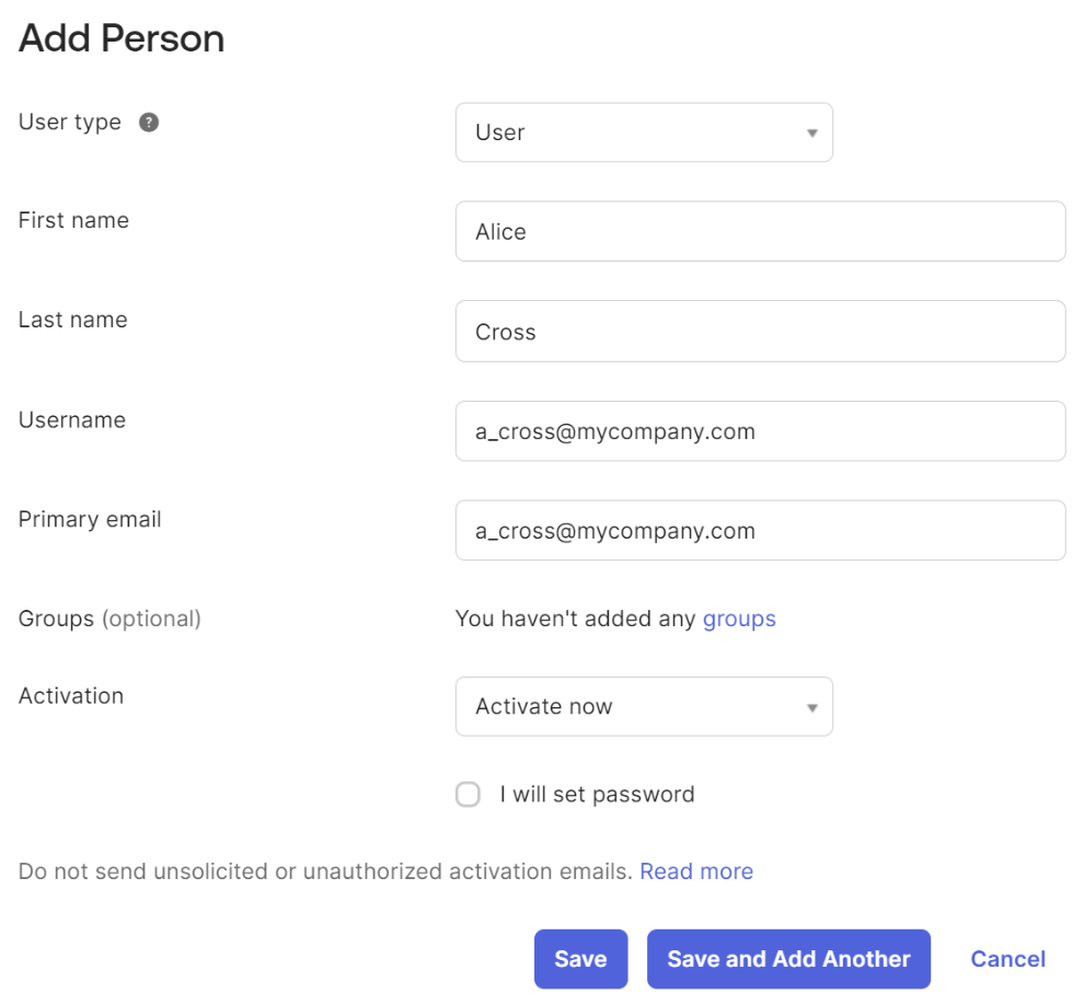 Okta Add Person