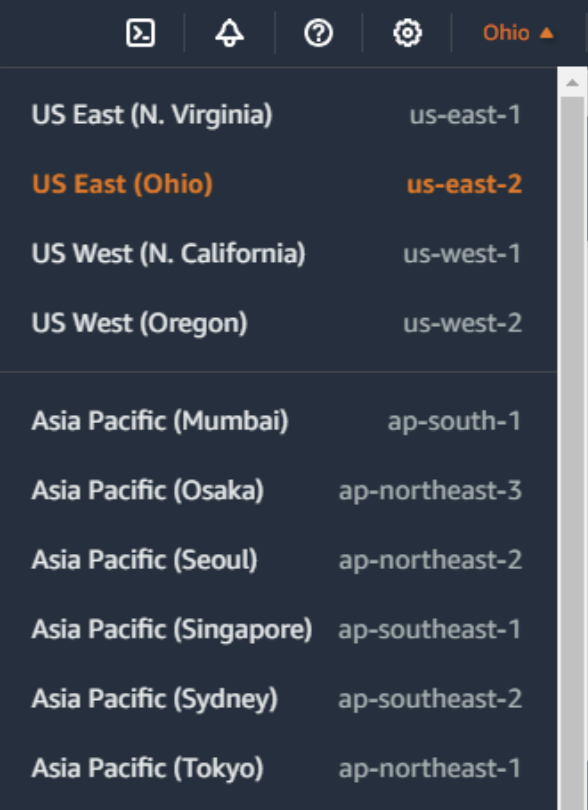Select your AWS region